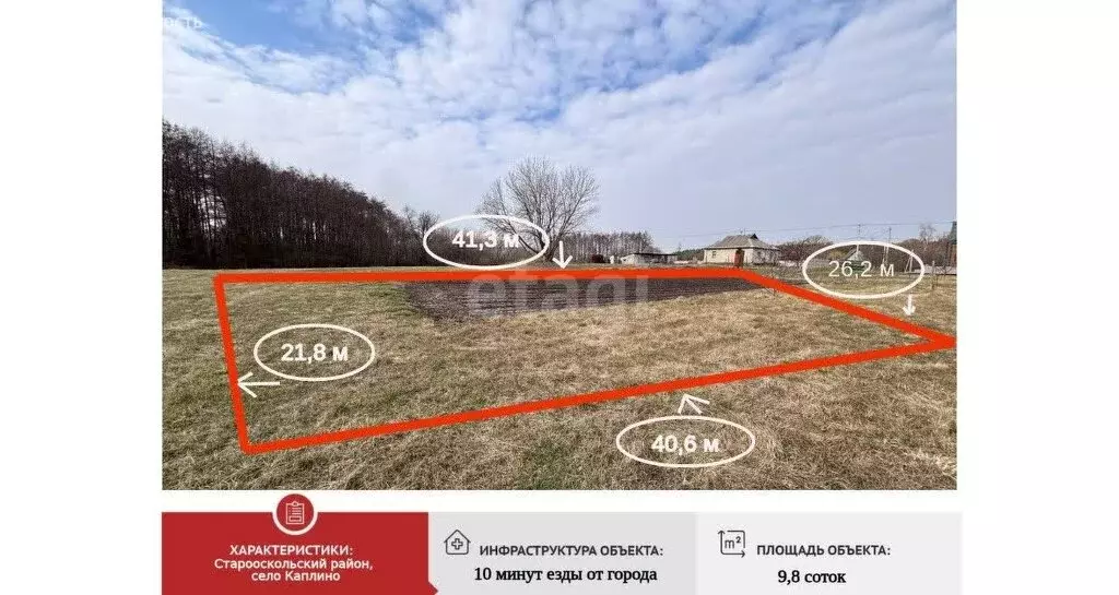 Участок в село Каплино, Сосновая улица (9.8 м) - Фото 1