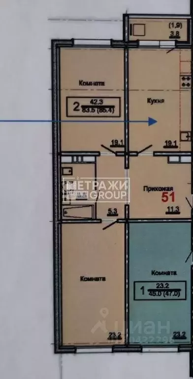 2-к кв. Московская область, Королев ул. Орджоникидзе, 2Г (83.8 м) - Фото 2