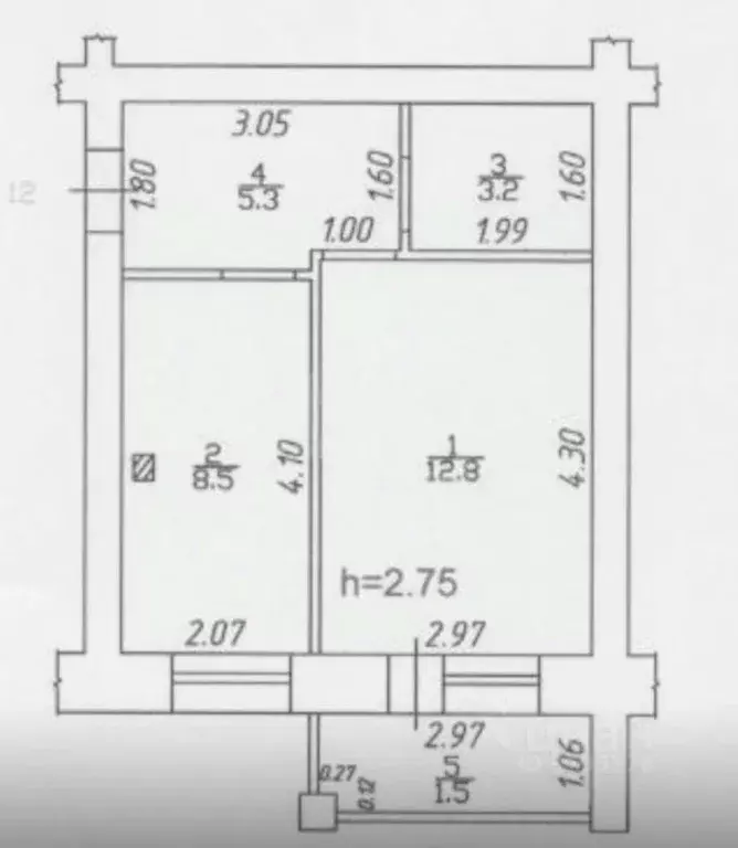 1-к кв. Татарстан, Казань ул. Чапаева, 26 (29.8 м) - Фото 2