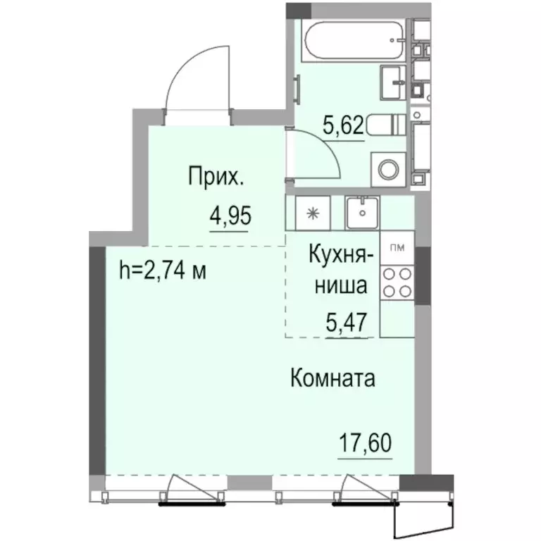 Квартира-студия: Ижевск, улица Лихвинцева, 17 (34.7 м) - Фото 0