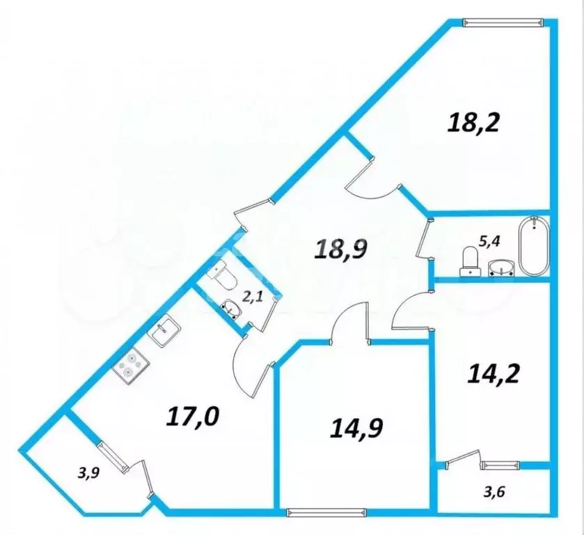 3-к кв. Санкт-Петербург ул. Русановская, 11 (88.2 м) - Фото 1