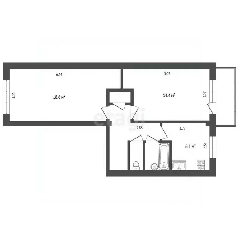 2-к кв. Калужская область, Калуга Турынино мкр, ул. Турынинская, 11 ... - Фото 1