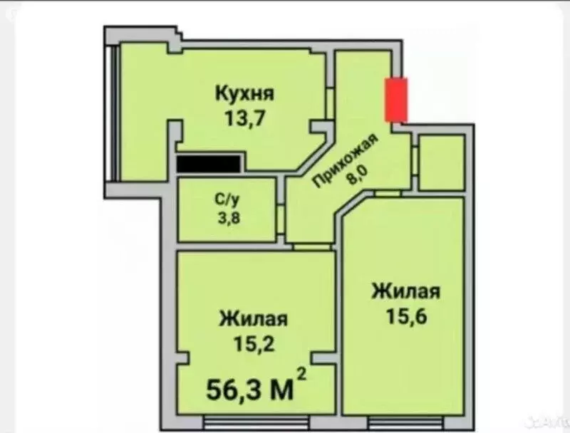 2-комнатная квартира: посёлок городского типа Яблоновский, улица ... - Фото 1