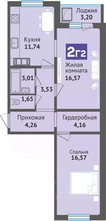 2-к кв. Чувашия, Чебоксары ул. Богдана Хмельницкого, 129 (64.6 м) - Фото 1