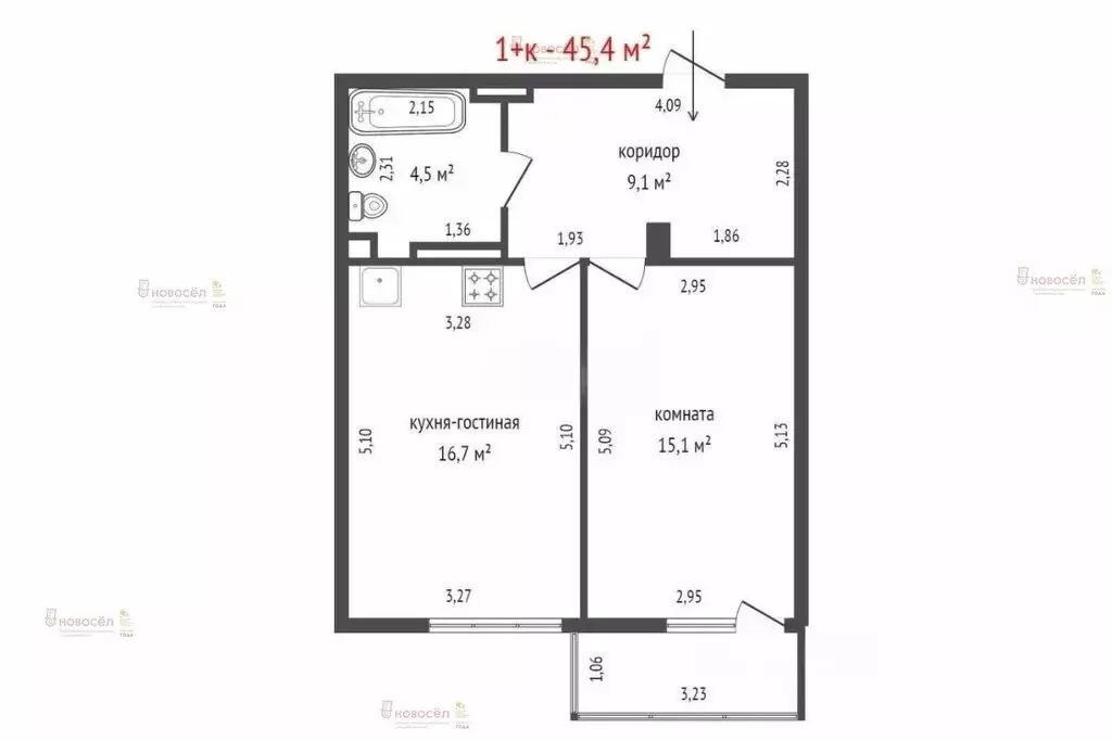 1-комнатная квартира: Екатеринбург, улица Прониной, 27 (45 м) - Фото 0