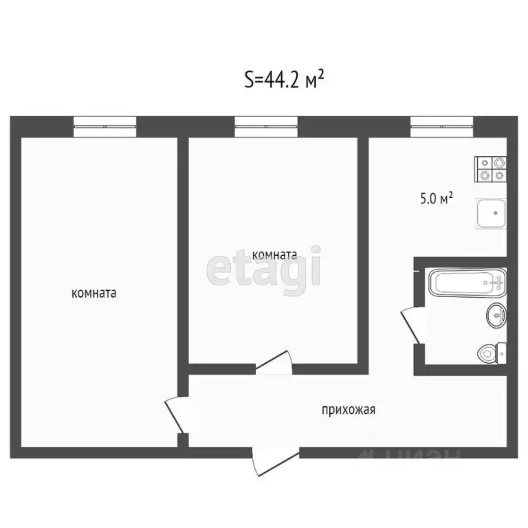 2-к кв. Оренбургская область, Оренбург Кольцевая ул., 9 (43.9 м) - Фото 0