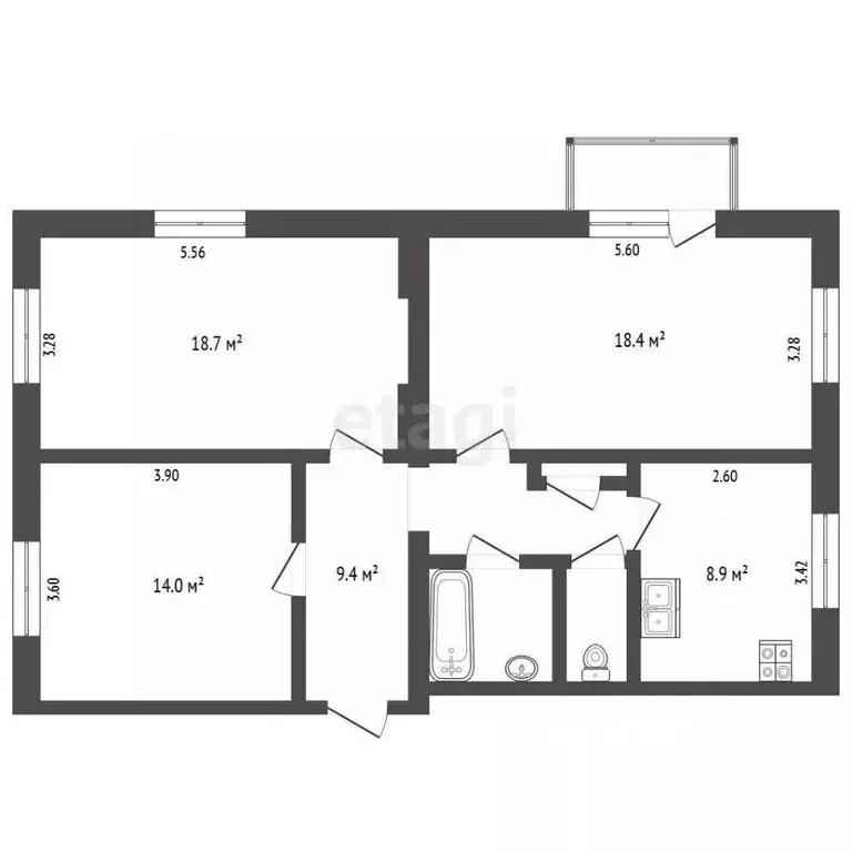3-к кв. Вологодская область, Череповец ул. Бабушкина, 19 (75.0 м) - Фото 1