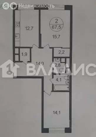2-комнатная квартира: Московский, улица Никитина, 11к4 (67.4 м) - Фото 0
