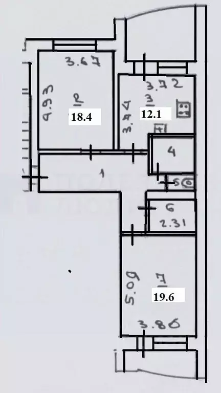 2-к кв. Новгородская область, Великий Новгород ул. Германа, 26к1 (70.8 ... - Фото 1