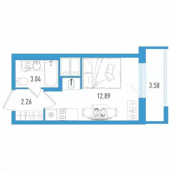 Студия Санкт-Петербург дор. Муринская, 67 (19.26 м) - Фото 0