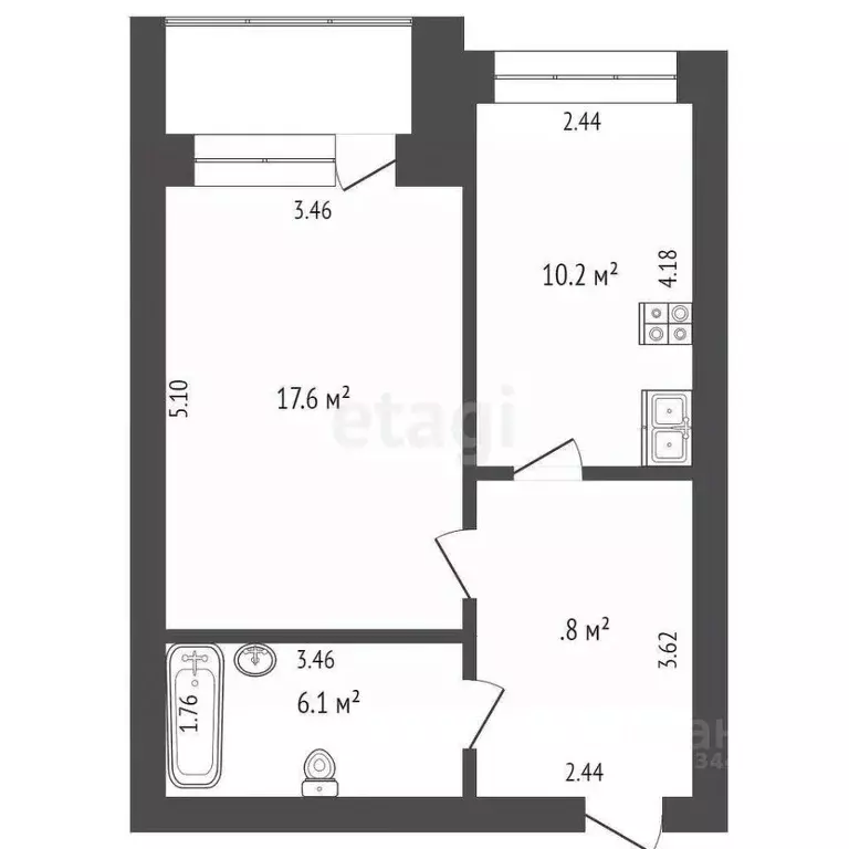 1-к кв. Тюменская область, Тюмень ул. Газовиков, 41к1 (42.6 м) - Фото 1