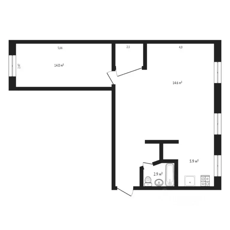 2-к кв. Тюменская область, Тюмень ул. Мельникайте, 95А (45.0 м) - Фото 1