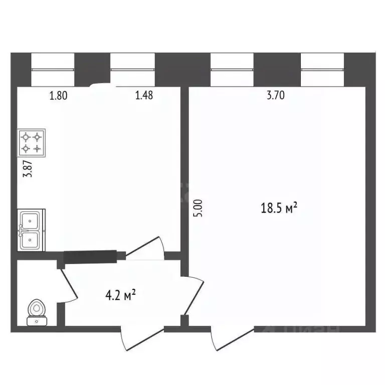 1-к кв. Калужская область, Калуга ул. Дзержинского, 56 (36.2 м) - Фото 2
