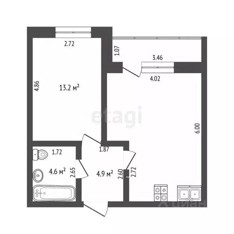 1-к кв. Тюменская область, Тюмень Широтная ул., 172А (44.1 м) - Фото 2
