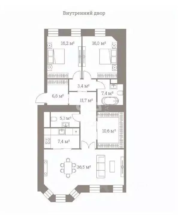 4-к кв. Москва ул. Большая Полянка, 44 (121.1 м) - Фото 2