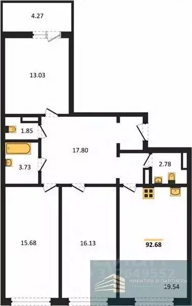 3-к кв. Воронежская область, Воронеж Краснознаменная ул., 72 (92.6 м) - Фото 0