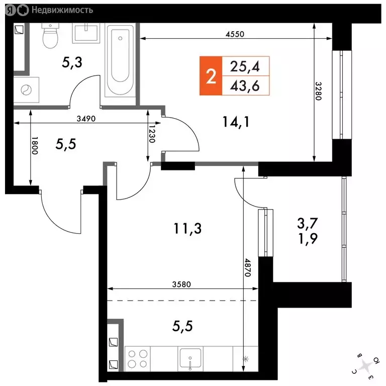 2-комнатная квартира: Зеленодольский район, Октябрьское сельское ... - Фото 2