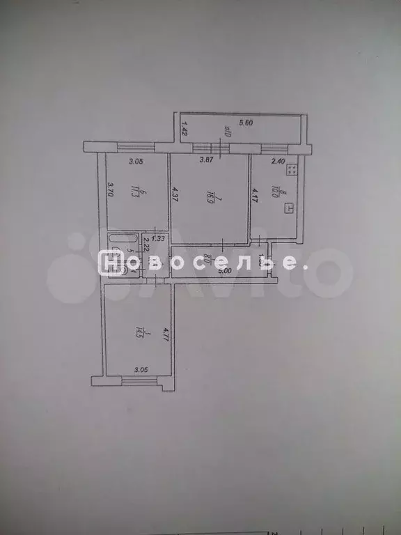 3-к. квартира, 66,9 м, 2/5 эт. - Фото 0