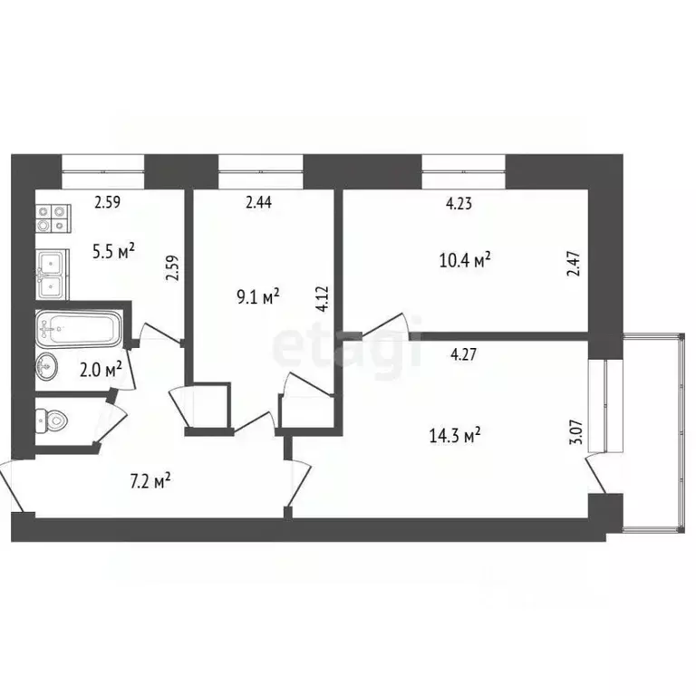 3-к кв. Владимирская область, Покров ул. Советская, 74 (51.6 м) - Фото 2