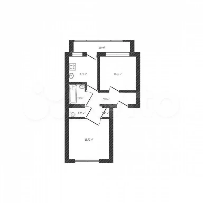 2-к. квартира, 50,5 м, 1/2 эт. - Фото 0