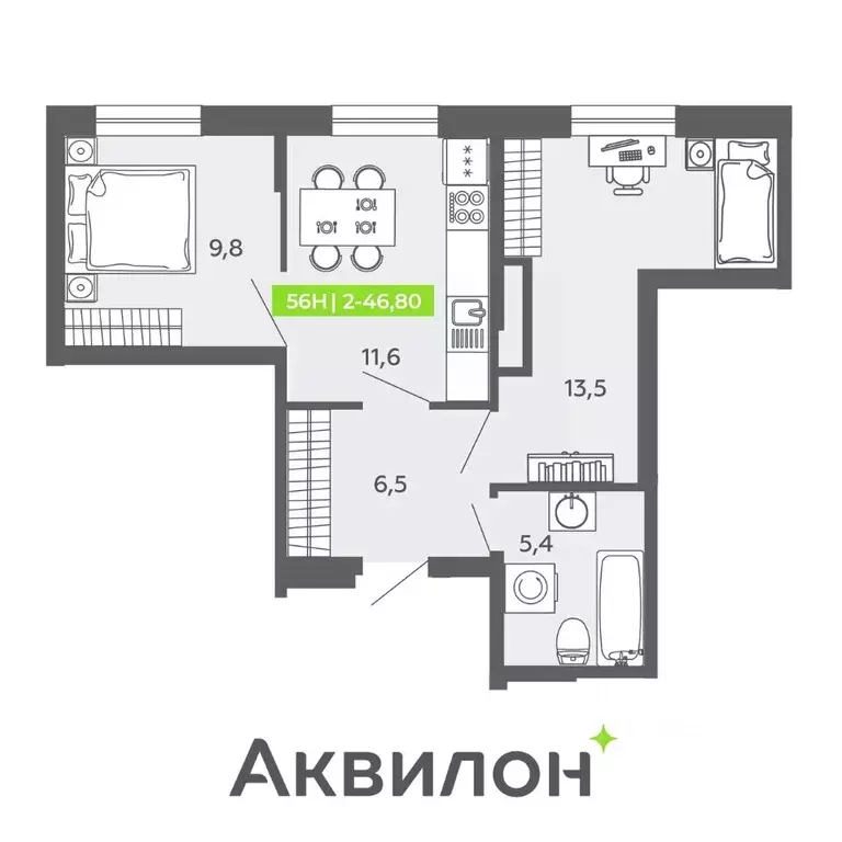 2-к кв. Санкт-Петербург Московский просп., 71к2 (46.8 м) - Фото 0