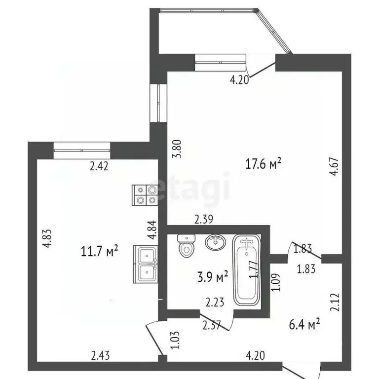 1-к кв. Мордовия, Саранск ул. Ульянова, 91 (39.1 м) - Фото 1