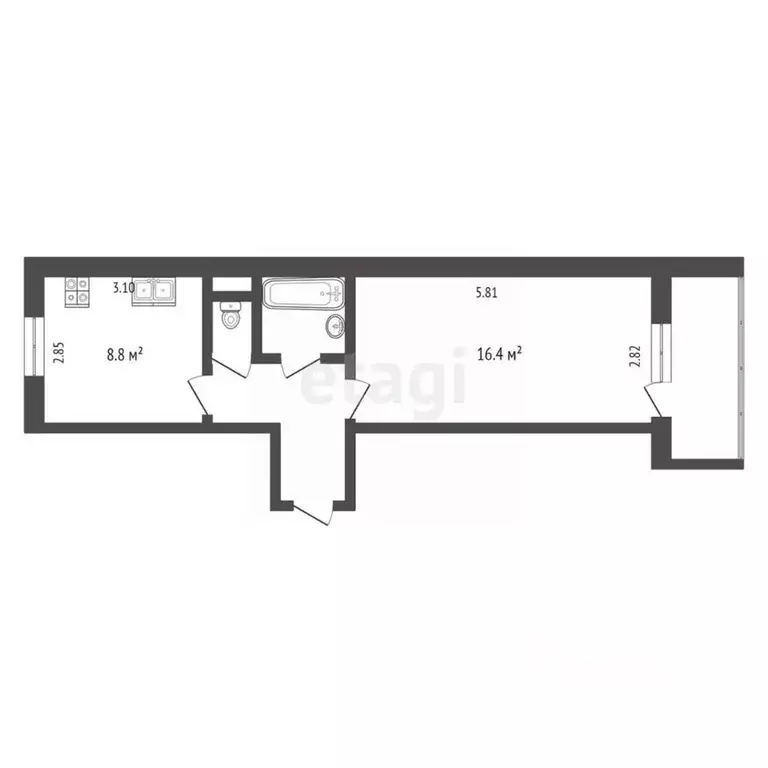 1-к кв. Челябинская область, Челябинск ул. Александра Шмакова, 29 ... - Фото 2