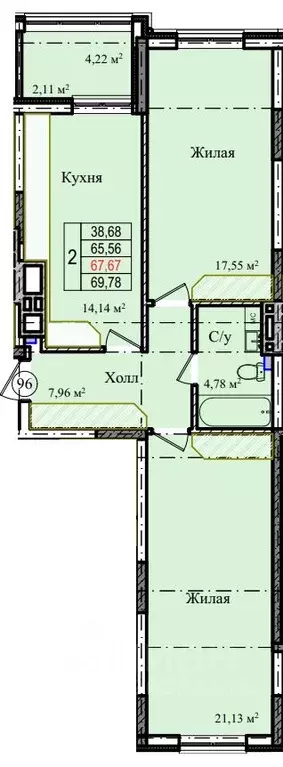 3-к кв. Калининградская область, Гурьевский муниципальный округ, пос. ... - Фото 0