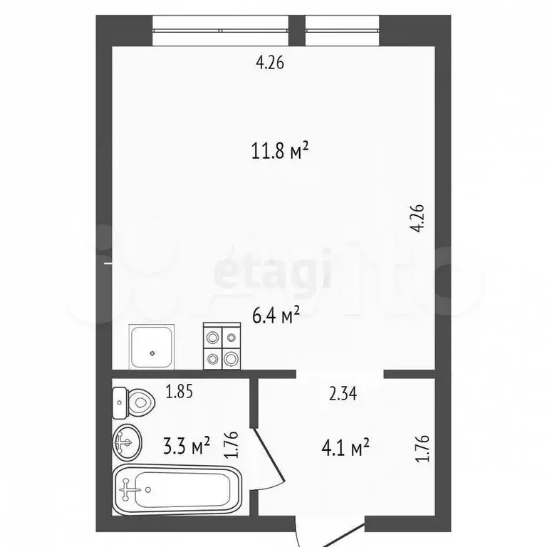 Квартира-студия, 25,6 м, 2/24 эт. - Фото 0