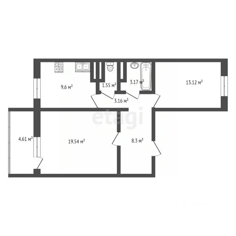 2-к кв. Крым, Феодосия ш. Симферопольское, 11к1 (57.2 м) - Фото 1