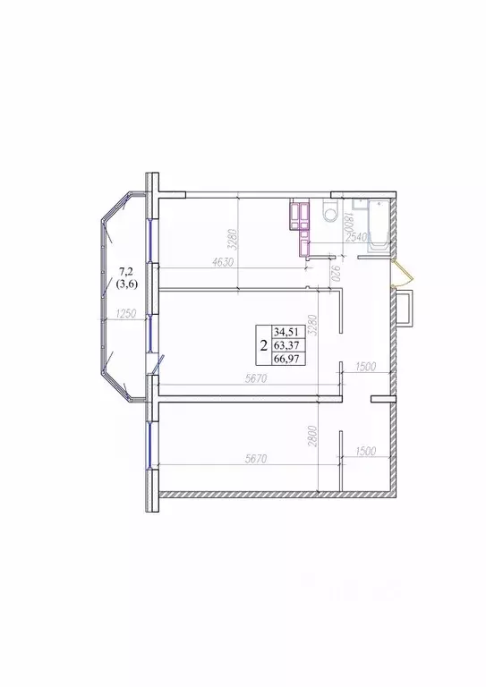 2-к кв. Приморский край, Владивосток ул. Архангельская, 27к1 (63.3 м) - Фото 0