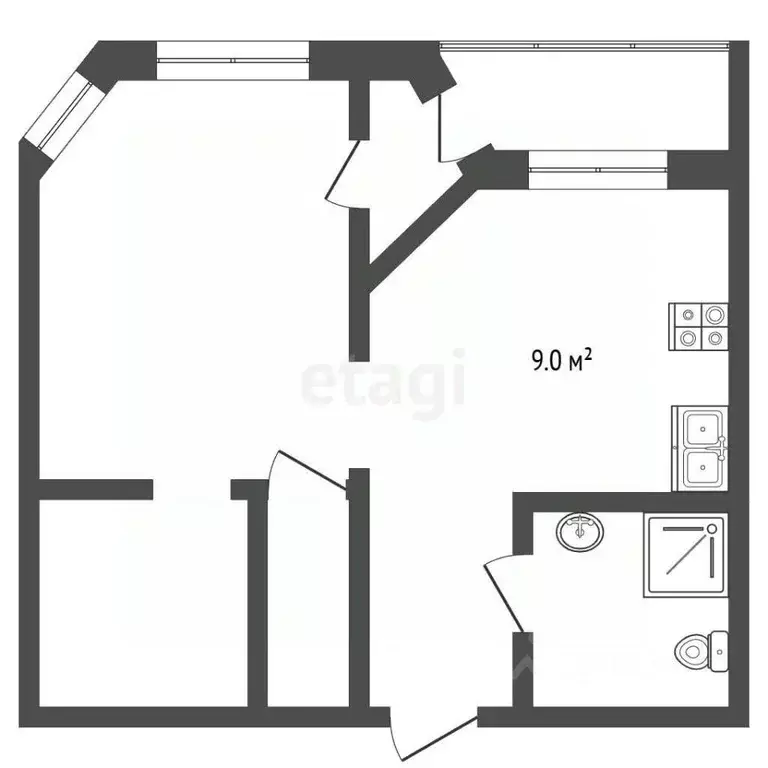 1-к кв. Самарская область, Самара Ново-Вокзальная ул., 146а (43.0 м) - Фото 2