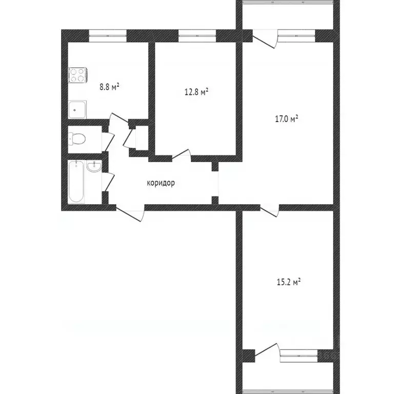 3-к кв. Тюменская область, Тобольск 6-й мкр, 10 (68.0 м) - Фото 2