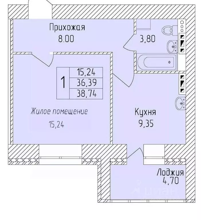 1-к кв. Белгородская область, Старый Оскол Степной мкр,  (38.74 м) - Фото 0