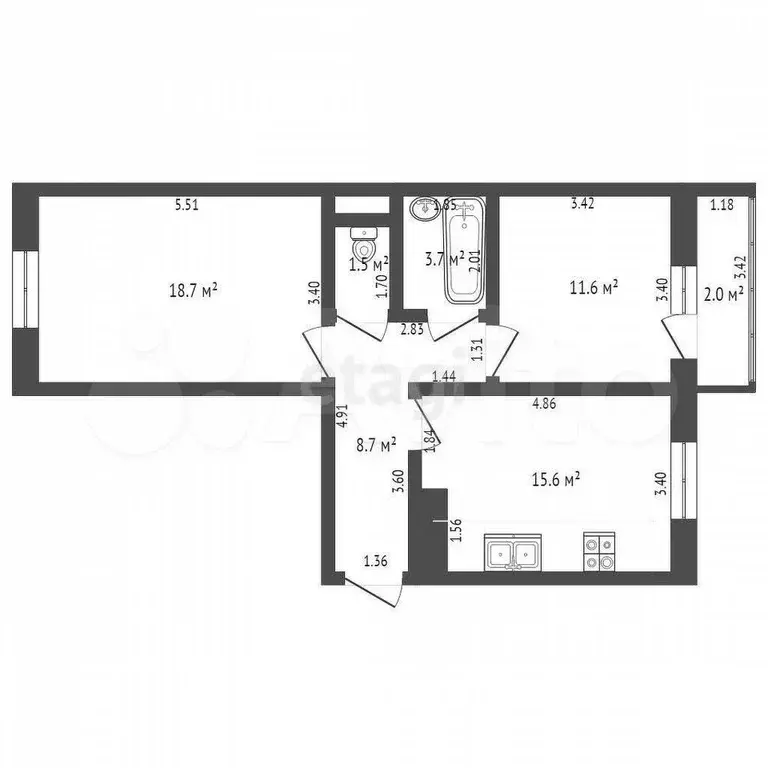 2-к. квартира, 64 м, 2/10 эт. - Фото 0