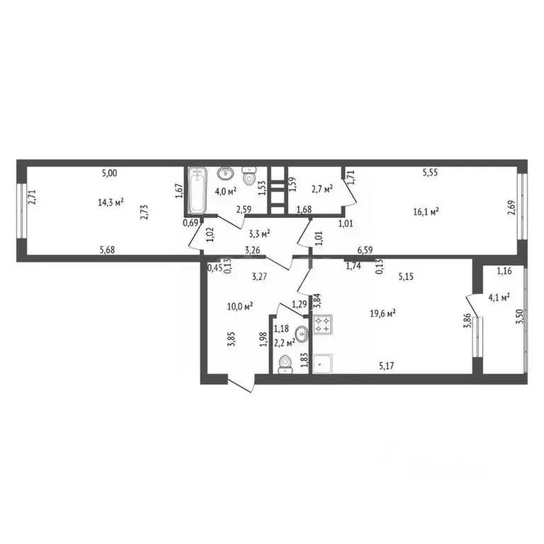 3-к кв. Башкортостан, Уфа Коммунистическая ул., 98/1 (72.2 м) - Фото 2