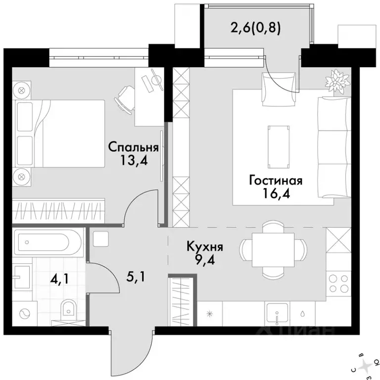 2-к кв. Приморский край, Владивосток Флагман жилой комплекс (49.2 м) - Фото 2