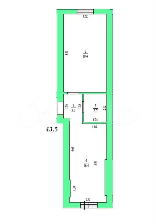 Квартира-студия, 26 м, 2/4 эт. - Фото 1