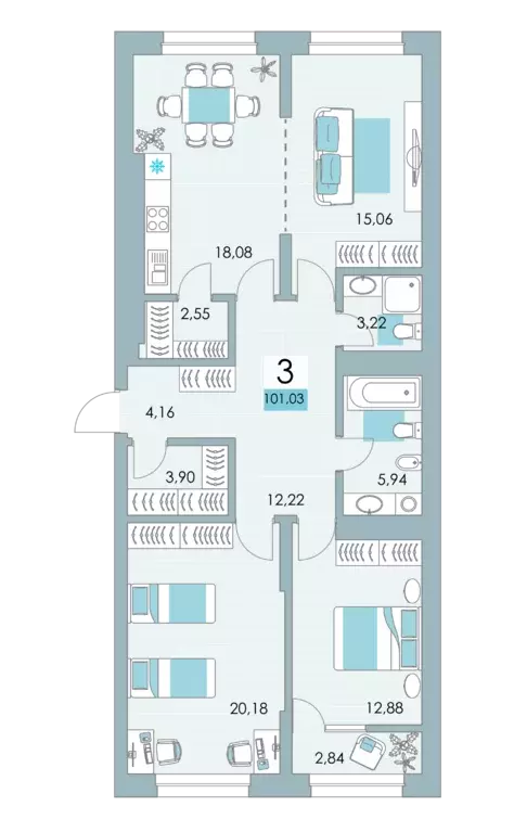 Продаётся 3-к квартира, 100.9 м - Фото 0