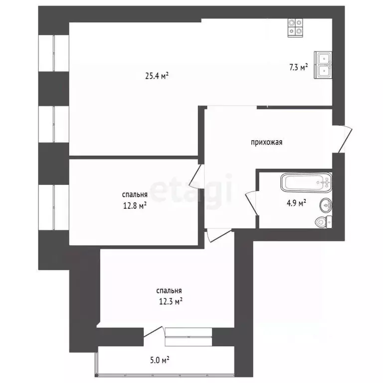 3-к кв. Алтайский край, Барнаул Комсомольский просп., 122Вк1 (76.5 м) - Фото 2