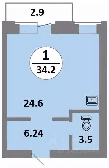 Студия Красноярский край, Красноярск Соколовская ул., 52 (34.2 м) - Фото 0