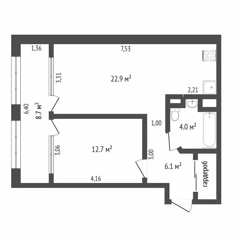 2-комнатная квартира: Кемерово, Октябрьский проспект, 30Б (40.7 м) - Фото 0