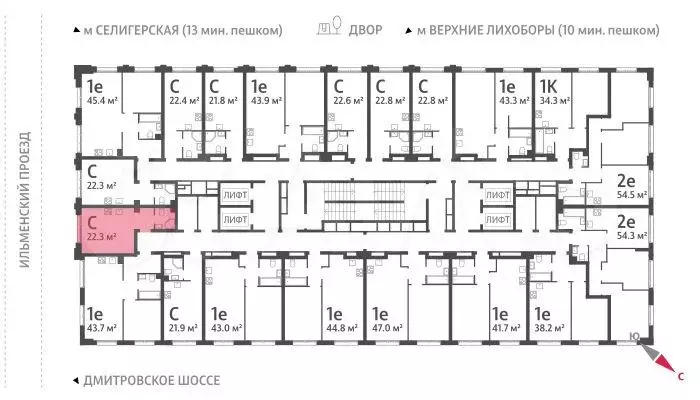 Квартира-студия, 22,4 м, 25/32 эт. - Фото 1