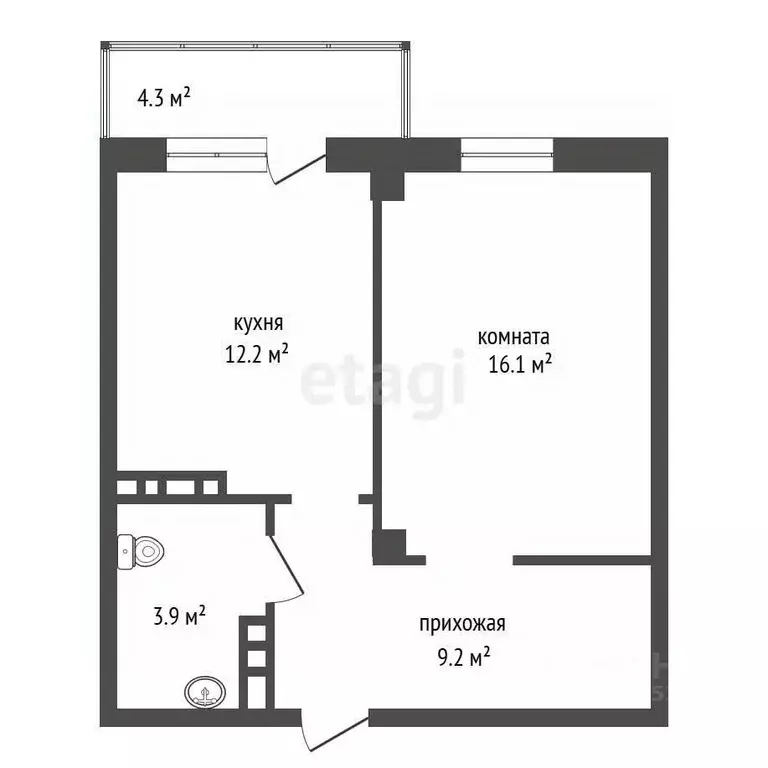1-к кв. Красноярский край, Красноярск ул. Петра Подзолкова, 3И (42.7 ... - Фото 2