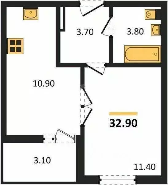 1-к кв. Крым, Феодосия ш. Симферопольское, 48к1 (29.9 м) - Фото 2