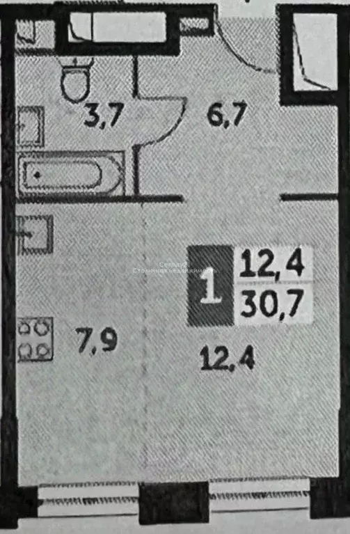 Студия Москва Шелепихинская наб., 40к3 (30.7 м) - Фото 2
