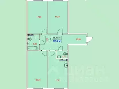 3-к кв. Ленинградская область, Гатчина пер. Банный, 3А (97.2 м) - Фото 0