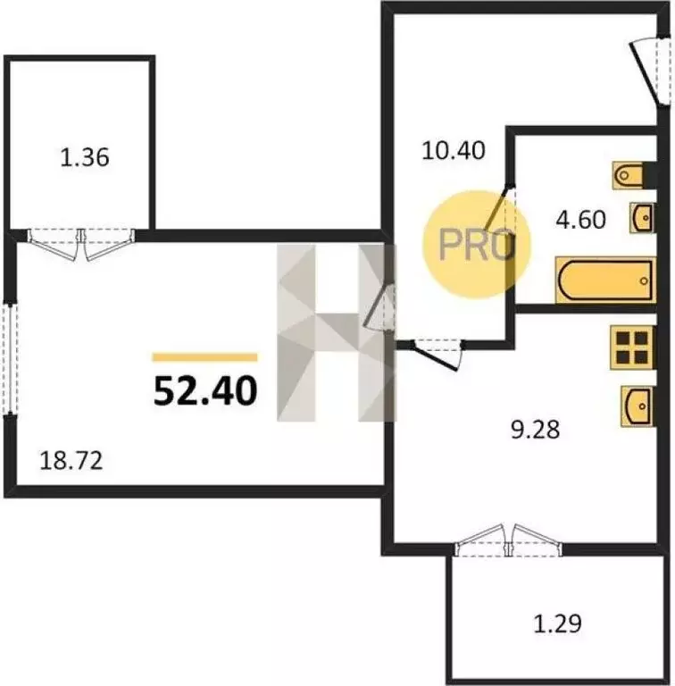 1-комнатная квартира: Пионерский, Портовая улица, 5А (52.4 м) - Фото 1