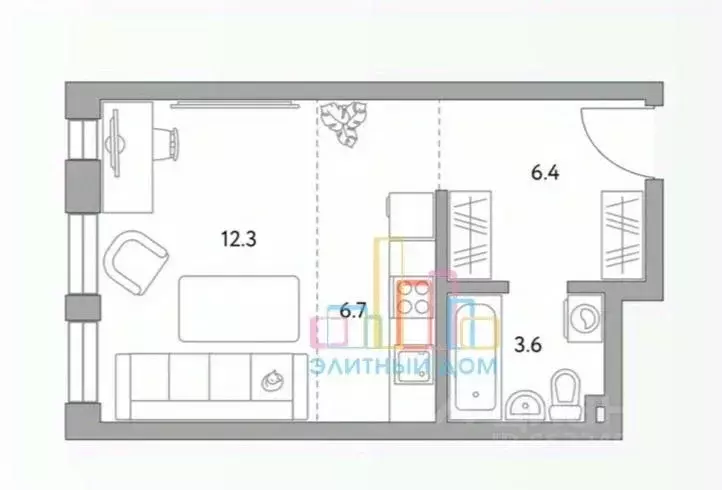 Студия Москва Новоостаповская ул., 16к1 (28.8 м) - Фото 2