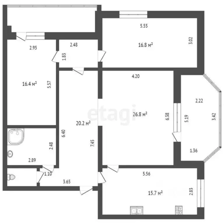 3-к кв. Тюменская область, Тюмень ул. Герцена, 52 (119.1 м) - Фото 1